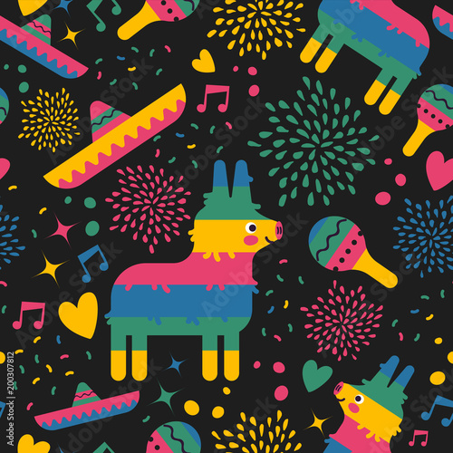 Mexican pattern background of cute mexico art