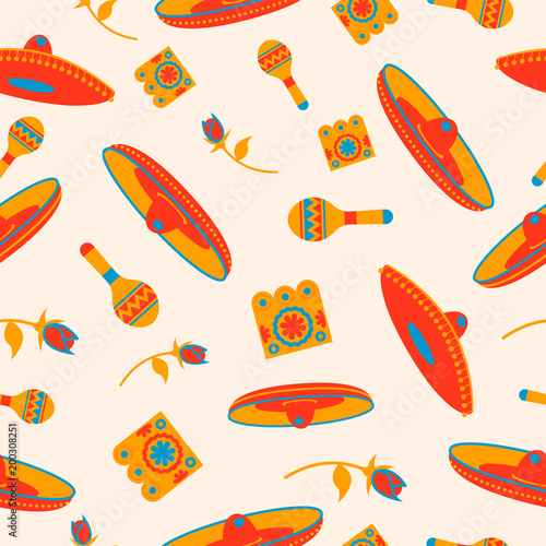 Mexico icon pattern background for mexican event