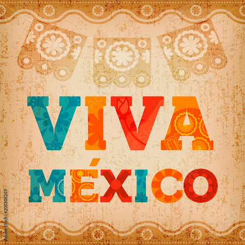 Viva mexico quote greeting card for holiday event