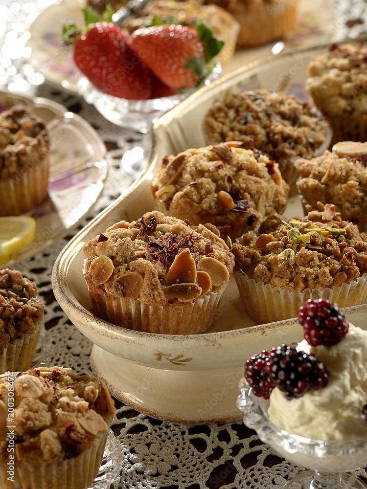 Flowers and fruits Muffins Flowers and fruits Muffins