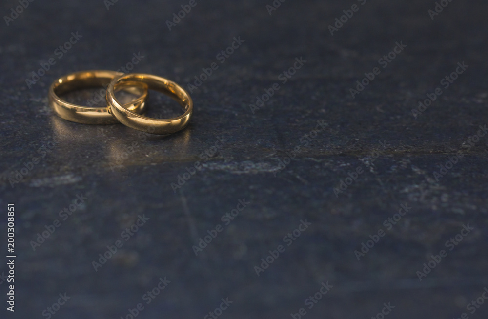 Set of Gold Wedding Rings with Room to Add Text Set of Gold Wedding Rings with Room to Add Text