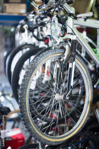 Image of tire on bicycle wheel selling in the shop