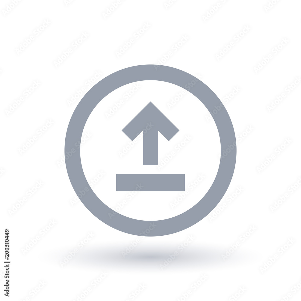 Upload arrow icon. Uploading symbol. File transfer sign in circle outline. Vector illustration. Upload arrow icon. Uploading symbol. File transfer sign in circle outline. Vector illustration.
