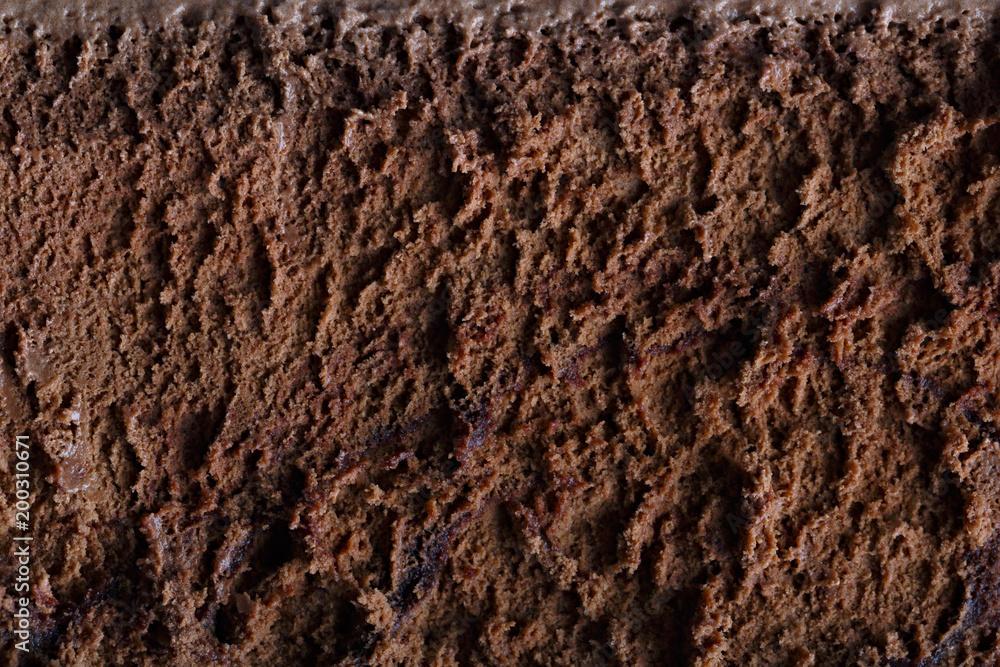 Surface of chocolate ice cream, sweet frozen dessert for summer breakfast. Photographed close-up. Surface of chocolate ice cream, sweet frozen dessert for summer breakfast. Photographed close-up.
