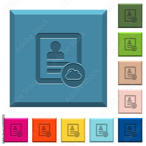 Cloud contact engraved icons on edged square buttons