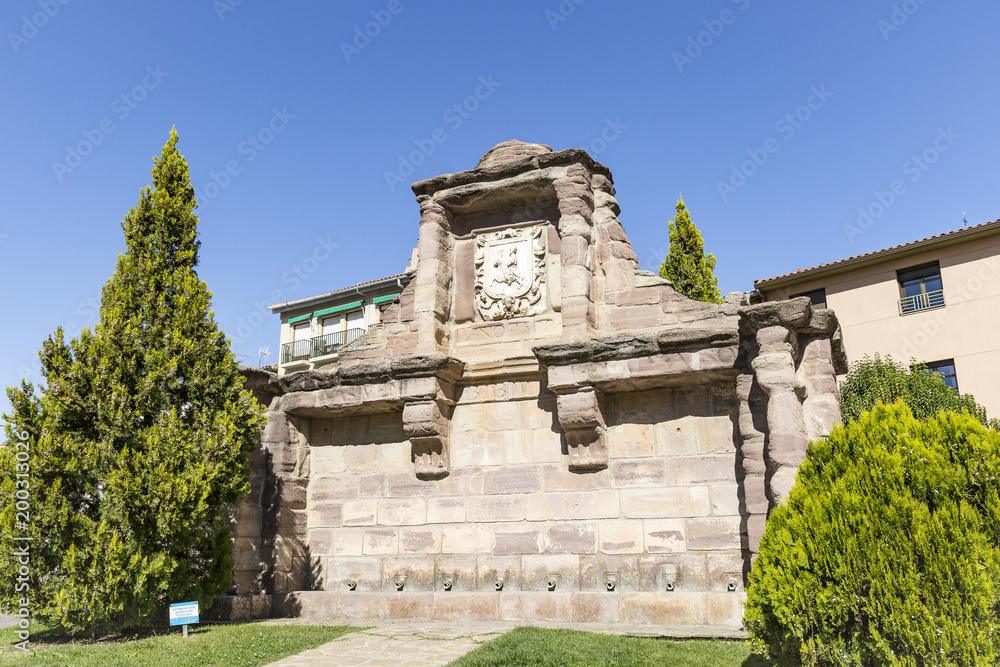 Fuente de los Ocho Canos water fountain in Calatayud city, Province of Zaragoza, Spain