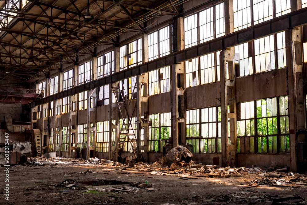 inside old factory building