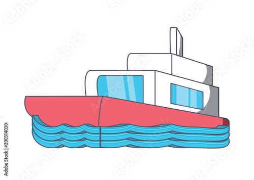 boat icon over white background, colorful design. vector illustration