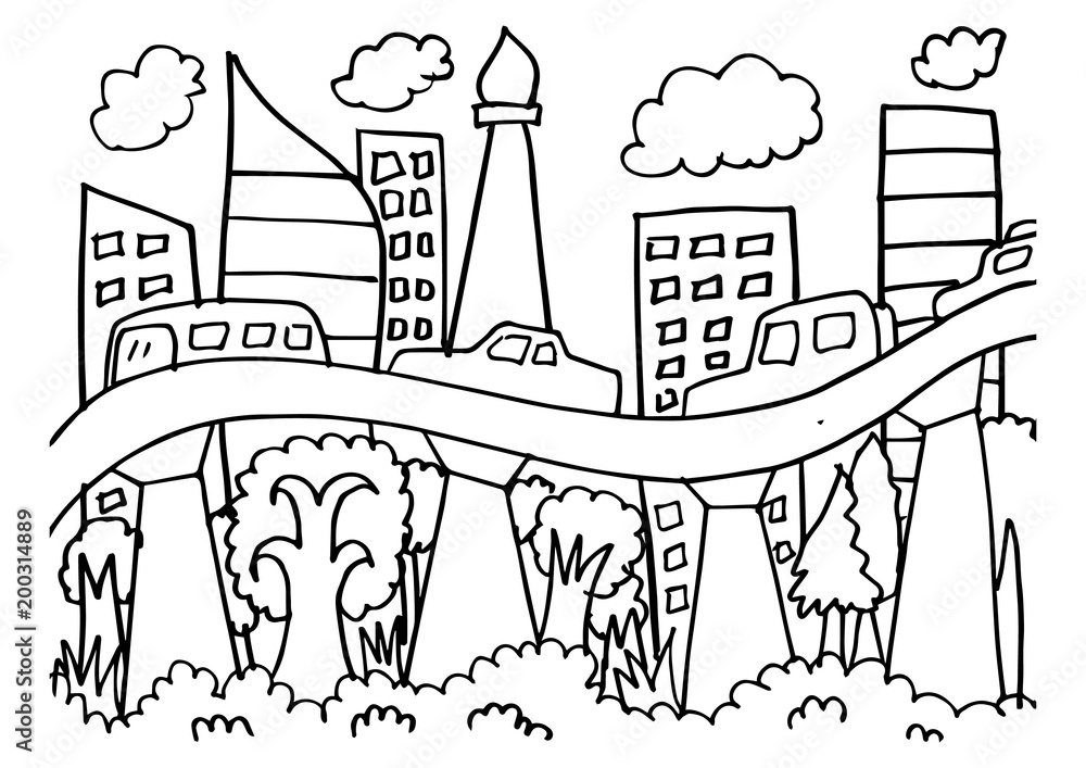 Sketch of Jakarta skyline Sketch of Jakarta skyline