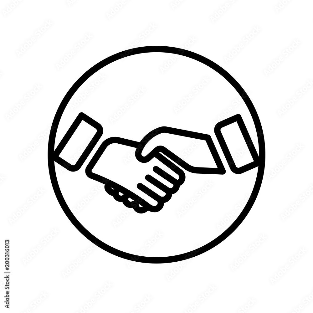 hand shaking icon isolated on white background