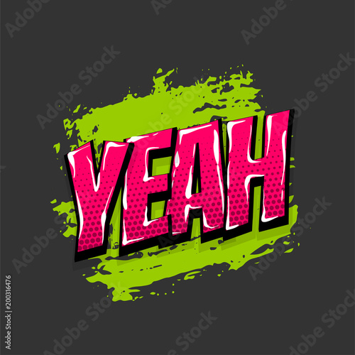 yeah yes ok hand drawn pictures effects. Template comics grunge speech bubble brush halftone dot background. Pop art style. Comic dialog text cloud. Creative sketch explosion.