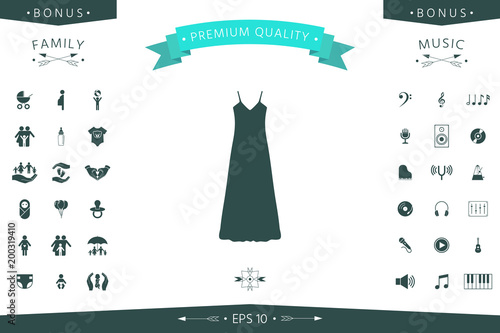 Long Dress, Evening dress, combination or nightie , the silhouette. Menu item in the web design