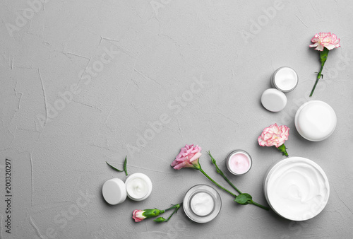 Composition with body cream on light background