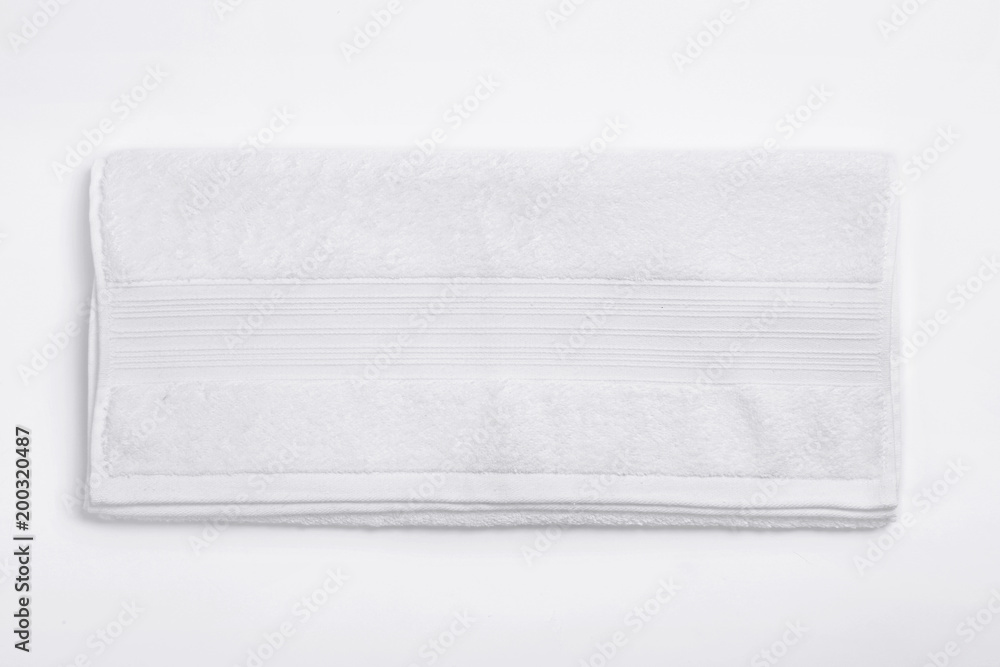 Clean soft towel on white background Clean soft towel on white background