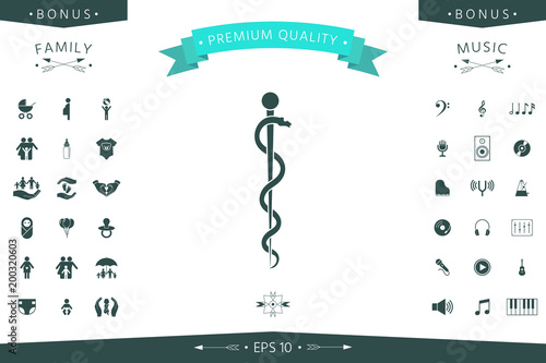 Rod of Asclepius Snake Coiled Up Silhouette