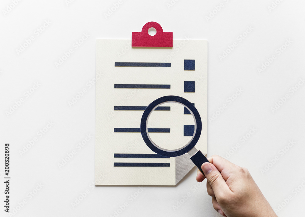 Flat lay of data investifgation paper craft Flat lay of data investifgation paper craft