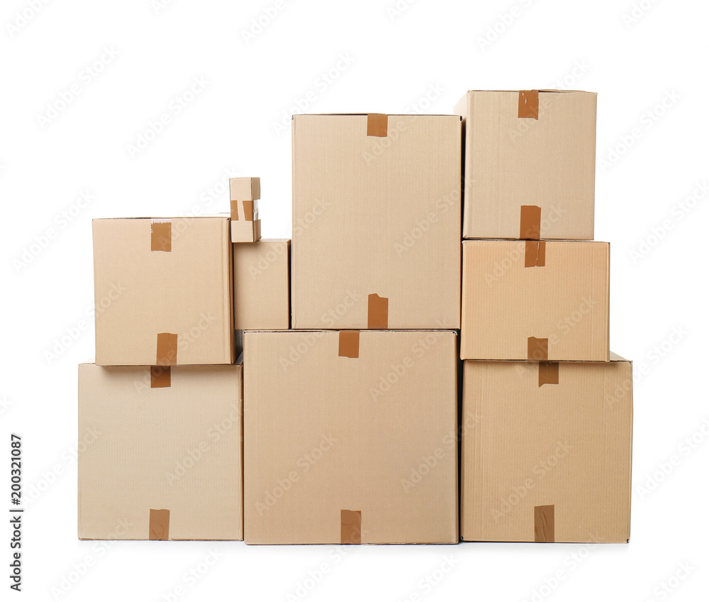Cardboard boxes on white background Cardboard boxes on white background