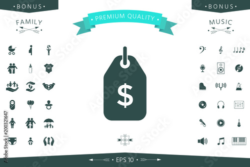 Tag with dollar symbol. Price tag icon for download