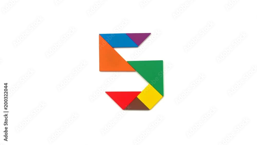 counting down numbers shaped by tangram on white counting down numbers shaped by tangram on white
