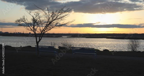 Hackensack River sunset view at the Meadowlands in Secaucus, NJ photo