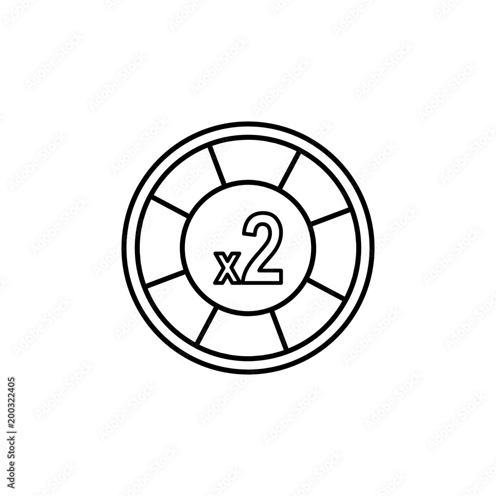casino chip increase in two icon. Element of casino for mobile concept and web apps. Thin line icon for website design and development, app development. Premium icon casino chip increase in two icon. Element of casino for mobile concept and web apps. Thin line icon for website design and development, app development. Premium icon