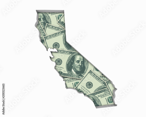 California CA Money Map Cash Economy Dollars 3d Illustration