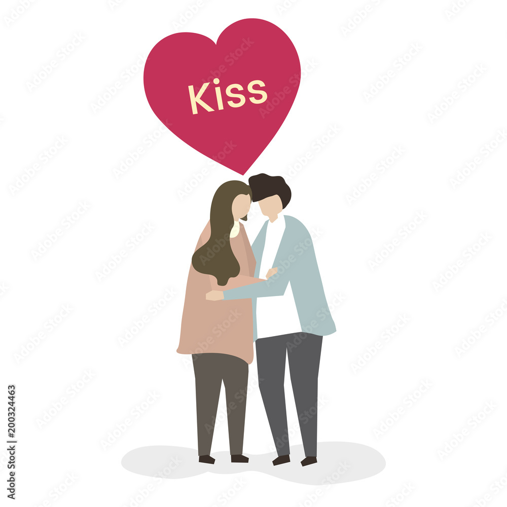 Illustration of a couple kissing Illustration of a couple kissing