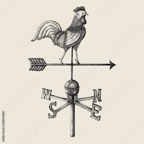 Hand drawn wetaher vane