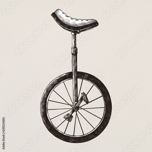 Old unicycle vintage style illustration photo