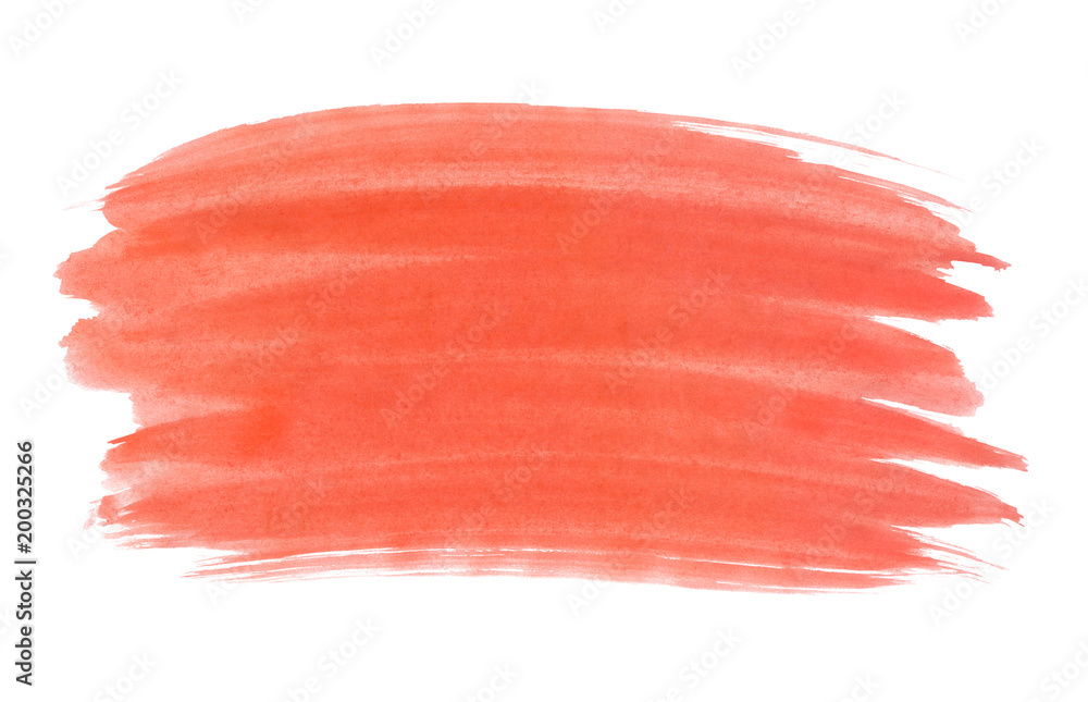 A fragment of the coral red background painted with watercolors