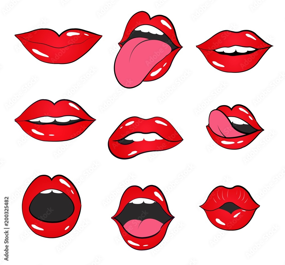 lip set.  lips and mouth vector illustration