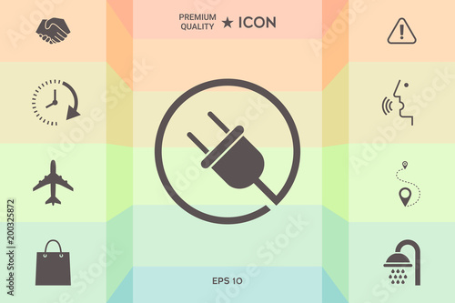 Plug in round icon