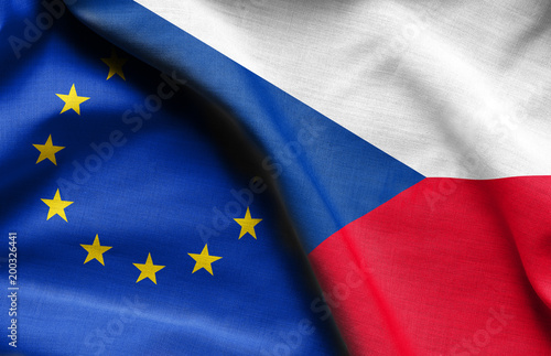 Flags of Czech and european union