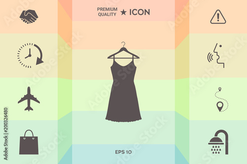 Sundress, Evening dress, combination or nightie on the wardrobe hanger , the silhouette. Menu item in the web design