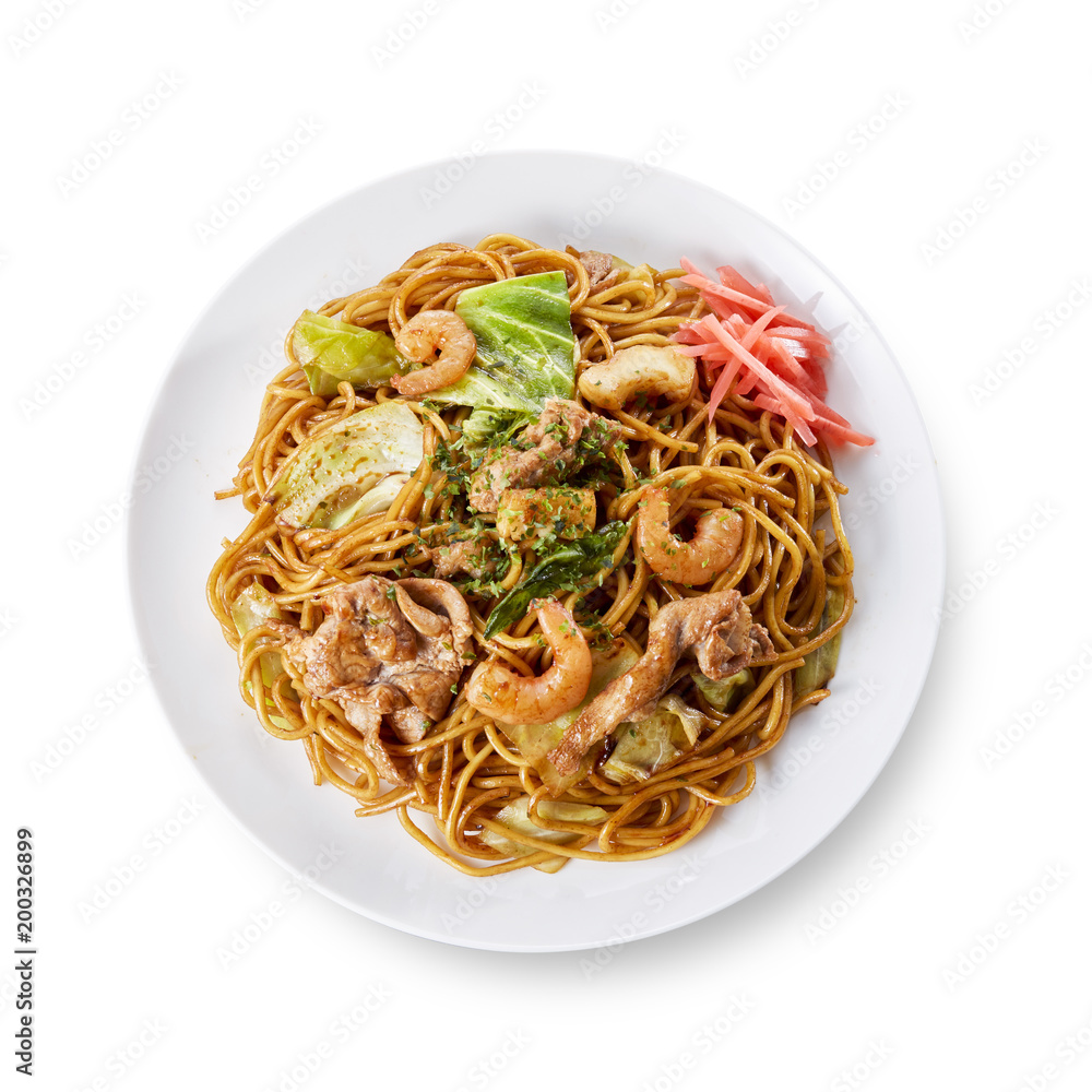 焼そば(真俯瞰)Yakisoba (stir-fried soba noodles) 焼そば(真俯瞰)Yakisoba (stir-fried soba noodles)