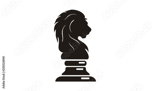 Black Knight Chess Lion King Silhouette logo design