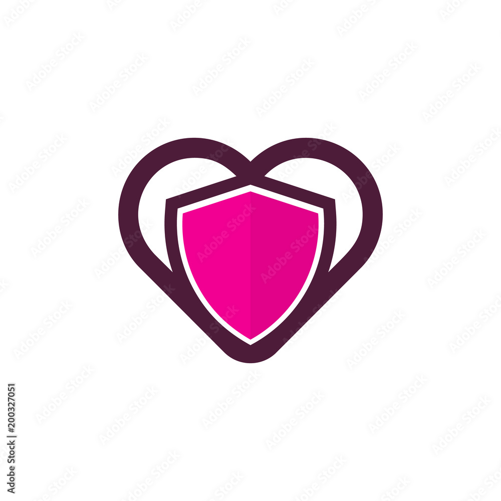 Shield Love Logo Icon Design Shield Love Logo Icon Design