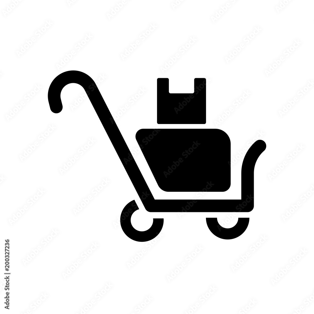 Delivery packages on a trolley icon isolated on white background Delivery packages on a trolley icon isolated on white background