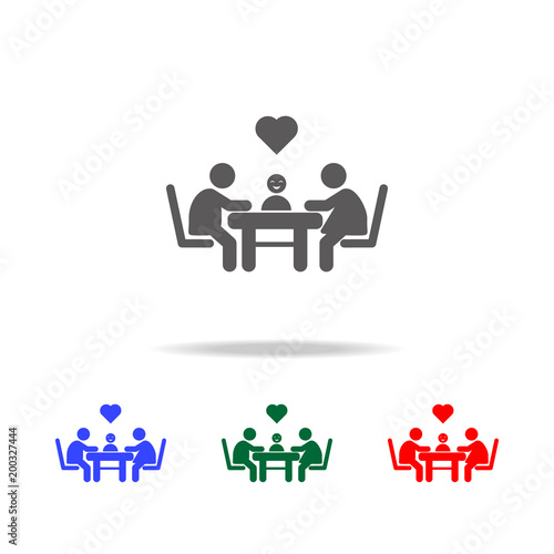 family sitting at a table with love and hearts icon. Elements of family multi colored icons. Premium quality graphic design icon