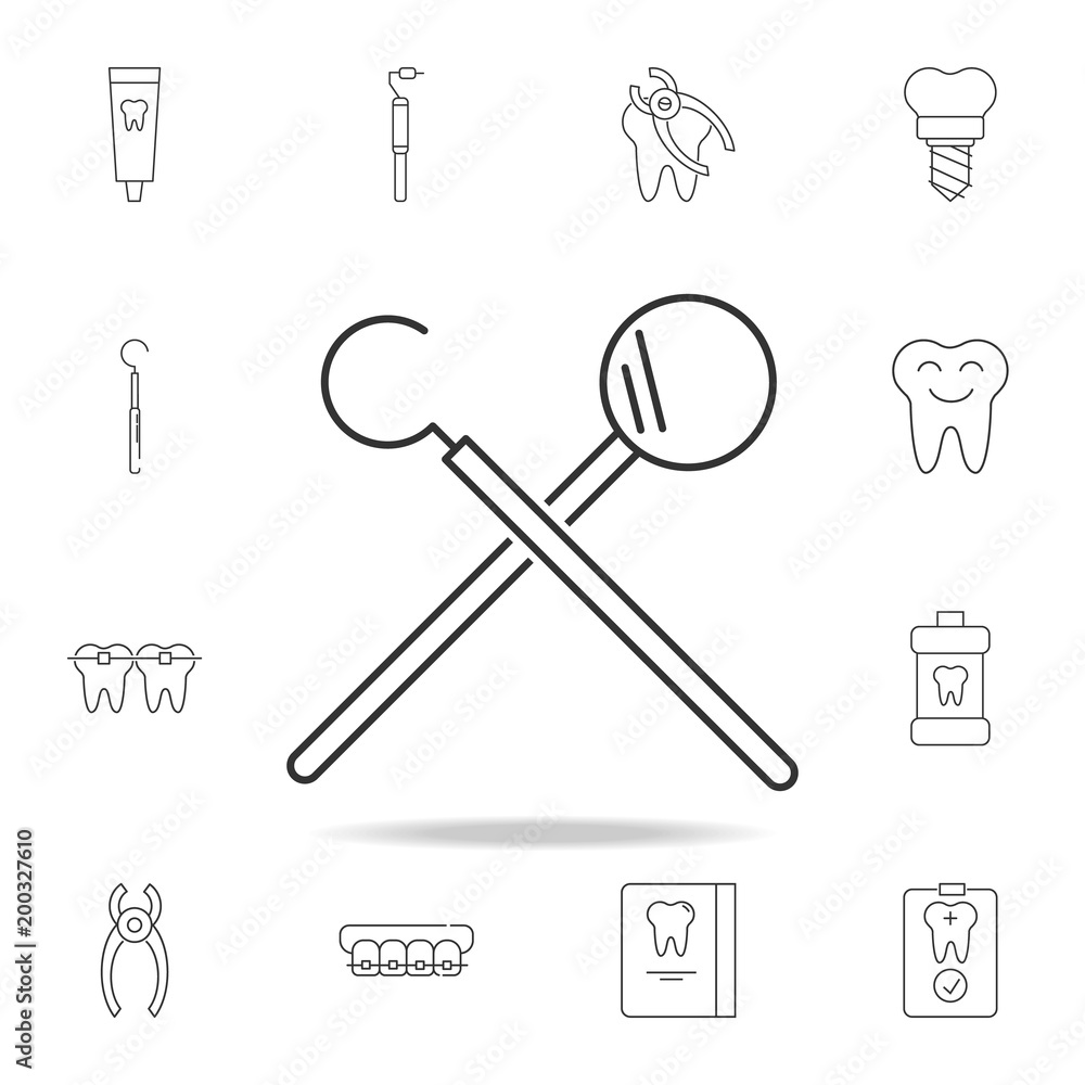 Dentist Tools And Dentistry Instruments Icon Set Stock