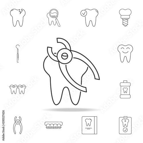 tooth removal icon. Detailed set of dental outline line icons. Premium quality graphic design icon. One of the collection icons for websites, web design, mobile app