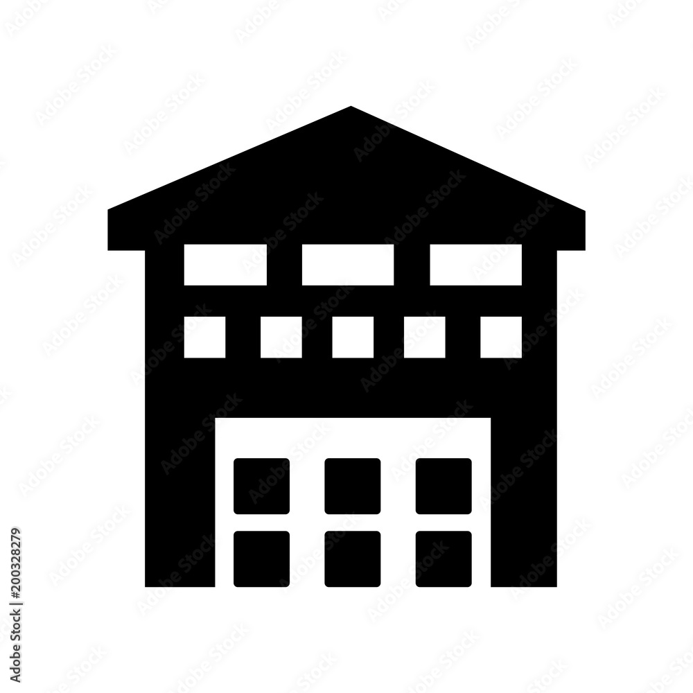 Boxes piles stored inside a garage for delivery icon isolated on white background Boxes piles stored inside a garage for delivery icon isolated on white background