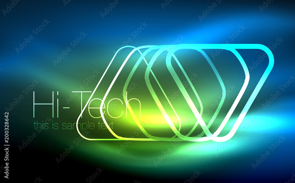 Obraz premium Glowing vector triangle geometric shapes in dark space