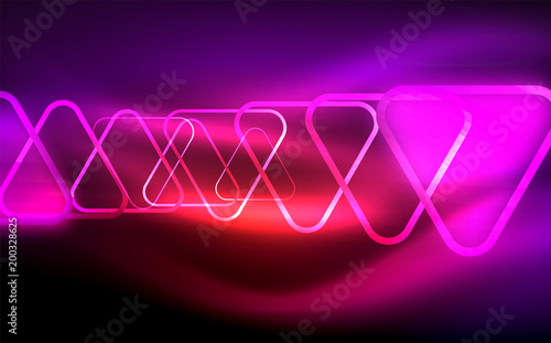 Glowing vector triangle geometric shapes in dark space