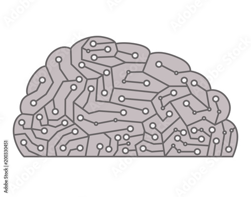 brain with circuit electric icon