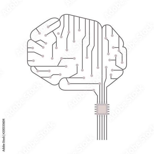 brain with circuit electric icon