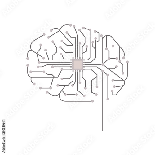 brain with circuit electric icon