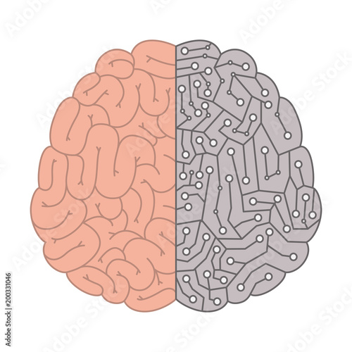 brain with circuit electric icon