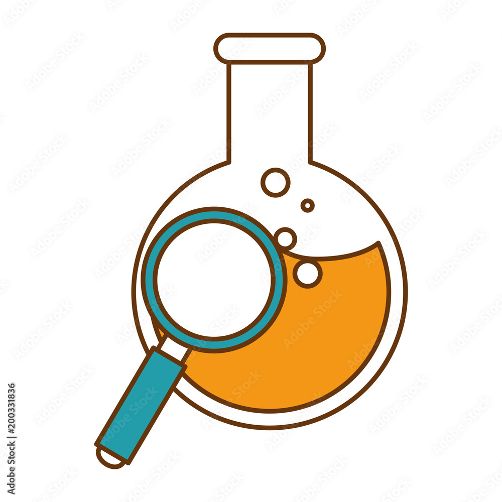 tube test flask with magnifying glass vector illustration design tube test flask with magnifying glass vector illustration design