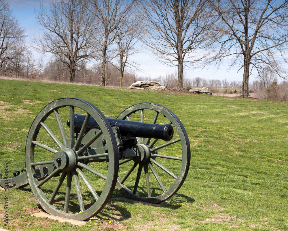 Cannon on the site of Wilson Creek National Battlefield, where the first major Civil War battle west of the Mississippi River was fought.  This park is located in Republic, Missouri